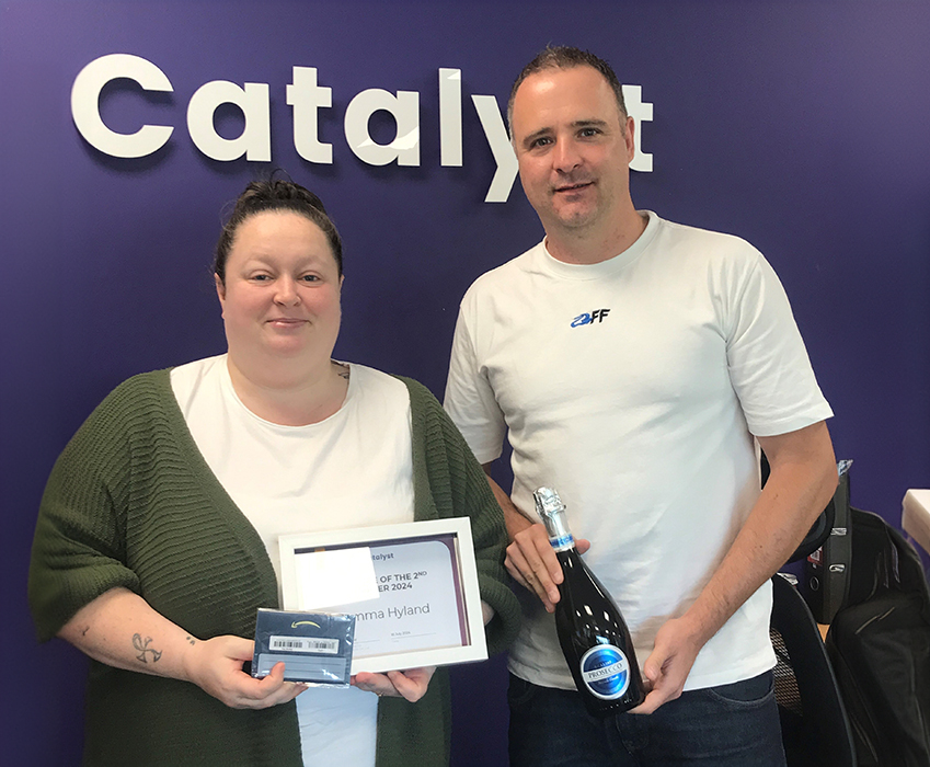 Catalyst Gemma Hyland with Brad Jackson receiving her Kudos Awards